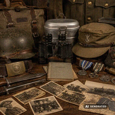 Historische militärische Sammlerobjekte wie Orden, Urkunden, Feldpost und Ausrüstungsgegenstände zur Wertermittlung und zum Ankauf.